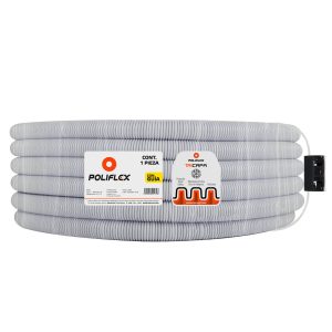 Poliducto flexible gris 1" con guía de 50m. Ideal para cableado de redes y datos en hogar y oficina.